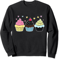 Cupcake Cute Pastel Kawaii Nebeska zvijezda Pečenje puloverske majice za žene Crna majica s dugim rukavima