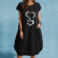 Žene Ležerne prilike za ispis O-izreza Dress Haljina s kratkim rukavima