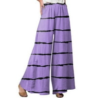 Navedene modne ženske tiskane šivene prozračne ležerne hlače kapri hlače za žene