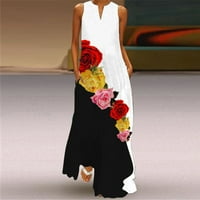 Wozhidase Ljetne haljine za žene Ležerne prilike bez rukava V izrez Maxi Labava haljina Boho Beach Dug