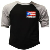 Muška portoriko zastava zastava Crno siva Raglan bejzbol majica 2x-velika crna siva