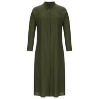 Ženska haljina - dolje V vrat Tanka elegantna haljina dugih rukava Maxi haljina zelena
