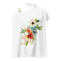 Scyoekwg ženska majica na pola rukava casual labav cvjetni uzorak grafički ljetni halter vrat izvan
