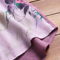 Majice za ženske vrhove žene Vintage V-izrez cvjetni ispis zakrpa dugih rukava vrhunska bluza