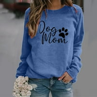 Clearsance Dog Mam Dukseri za žene Dugi rukav Jesen Zimski topli pulover vrhovi labavi fit casual okrugli