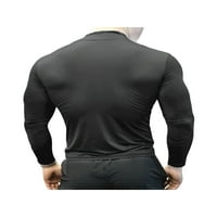 Nituyy Men Sportska majica, okrugli vrat dugih rukava za brzo sušenje fitness fitness