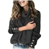 Dukseri pulover za žene Zimska jesen Turtleneck gumb Labavi ležerni vrhovi pleteni džemper