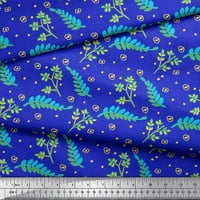 Soimoi plava pamučna kambrična tkanina točka i lišće tiskano zanatsko tkanina sa dvorištem širom