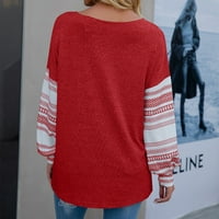 Baggy casual bluza majica za žene hladne majice Striped Boja podudaranje s V-izrezom čipke Bohemian