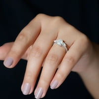 Ovalni i kruški rezani etiopski prsten, tri kamenog prstena - kvaliteta AAA, srebrna srebra, US 4.00