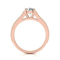 Superjeweler Carat Okrugli oblik Moissitni zaručnički prsten u karatu ružičasto zlato za žene