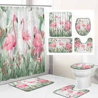 Tropske biljke Flamingo ispis zavjesa za tuširanje za kupatilo Nelična prostirka za kupanje i kupatilo