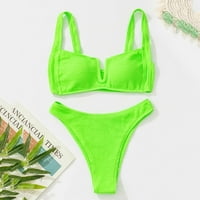 Yanhoo bikini set za žene dva kupaća kupaca V-žičana bralette visoki rez od kaznog kaiša