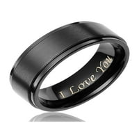 Kavalirskih nakita Muški vjenčani traki u titanijumnim crnim pozlaćenim prstenom - ugraviran volim te