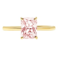 2.5ct zračenje rezano ružičasto ružičasto simulirano dijamant 18k žuti zlatni godišnjički angažman prsten