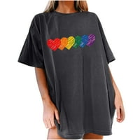Majice za žene Trendy Vintage Sun Rainbow Ispiši uzorak Ležerne prilike kratkih rukava Bluza Siva L