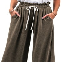 Rejlun ženske pantalone visoke struk hlače široka noga palazzo pant čipka u obliku dna baggy odmor kava