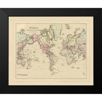 Nepoznati crni moderni uokvireni muzej Art Print pod nazivom - Mercator projekcija američki kontinent