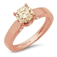 1. CT sjajan okrugli rez prozirni simulirani dijamant 18k ružičasto zlato pasijans sa Accentima prsten