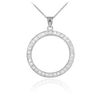 14k bijelo zlato vječni krug života Dijamantna privjesak ogrlica: Privjesak sa 18 lancem