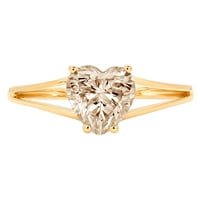 1.0ct srčani šampanjac simulirani dijamant 14k žuti zlatni godišnjički zaručni prsten veličine 7,5