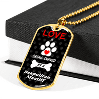 Neapolitan Mastiff Ljubav je nehrđajući čelik ili 18K zlatni pas 24 lanac