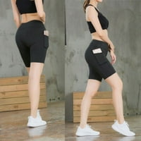 Ženska vježba visokog struka joge kratke hlače koji trče kompresijske hlače sa bočnim džepovima Control