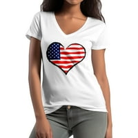 Ležerni majica s V-izrezom 4. jula, V izrez, modna ljetna majica Žena majica, 2xS-8XL vrhovi