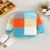SUNISERY Baby Boy Girl Ribbed Plit džemper kontrastna boja Jesen zimski topline vrhovi