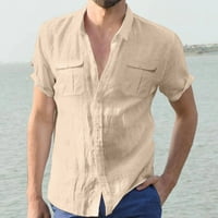 Wofedyo košulje za muškarce muške čvrste košulje sa dvostrukim džepom kratkih rukava isključite košulju