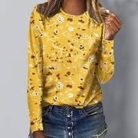 Gosuguu Clearence Tops Ženski ležerni s dugim rukavima Outsil Fit Bluzes T Majice Pulover vrhove Košulje Tunike Dukseri za leginje Naovi brojevi # na prodaju na prodaju