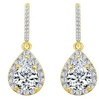 Pear & Okrugli rez bijeli prirodni dijamantski modni minđuše u 14K žutom zlatu