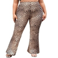 Colisha Palazzo Hlače Elastična struka Donja donji leopard Print Flare Pant Comfy Dnevno Plus size pantalone