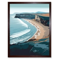 Cliffs Rhossili zaljeve preko plaže obalnog pejzažnog umjetnosti Ispis uokvireni zidni dekor postera