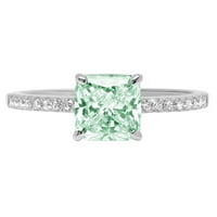 2.7ct Asscher Cut zeleni simulirani dijamant 18k Bijelo zlato Graviranje Izjava bridalne godišnjice