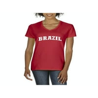MMF - Ženska majica V-izrez kratki rukav, do žena Veličina 3XL - Brazil