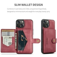Odvojivi pozadinski poklopac novčanika za iPhone Plus, vintage premium PU kožni udarac kućište sa držačem