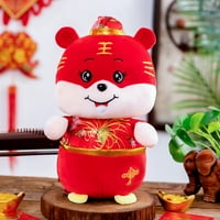 Punjena igračka Svečana kreativna PP pamučna kineska crvena tigra pliša za ured