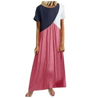 Shusuen ženska ljetna modna kontrastna suknja u boji u boji velike veličine haljine duge haljine za