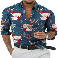 Muška tunika košulja dugih rukava božićne košulje s masnim vrhovima muškog grudi Xmas bluza Holiday-G
