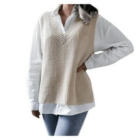 Adviicd Bijeli džemper ženski ležerni dugi rukav otvoren prednji feuzrski džemper sa džepovima
