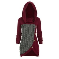 Cuoff Plus Veličina Žene O-izrez Dugi rukav Solid Botton Pachwork asimetrični vrhovi džemper