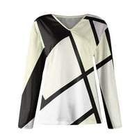 Cuoff ženske modne bluze košulje jesen zimski ležerni temperament V-izrez nepravilni prugasti geometrijski