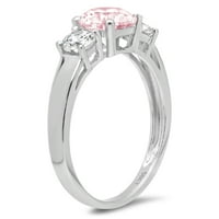 1.5ct okrugli rez ružičasti simulirani dijamant 18k Bijelo zlato Graviranje Izjava bridalne godišnjice