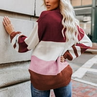 Cuoff ženski modni džemperi za žene plus veličine casual labave boje za blokiranje boja velikih metara
