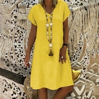 Strojno žensko ljeto labavo solid boju kratkih rukava s kratkim rukavima, haljina s kratkim rukavima