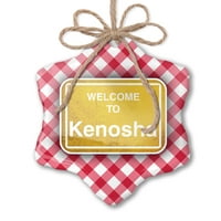 Božićni ukras žuti put dobrodošli u Kenosha Red Plaid Neonblond