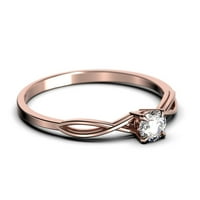 BEARING LOOP 0. KRATA Okrugli rez dijamantski prsten, upleten vjenčani pojas u srebru u srebru sa 18k