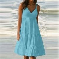 Ljetne haljine za žene casual gradijentne sandress trendy okrugli vrat sarone labave haljine bez rukava