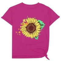 Gotyou Proljetni vrhovi Žene Modni cvjetni tisak Kratka majica Labava bluza Top majica Hot Pink M
